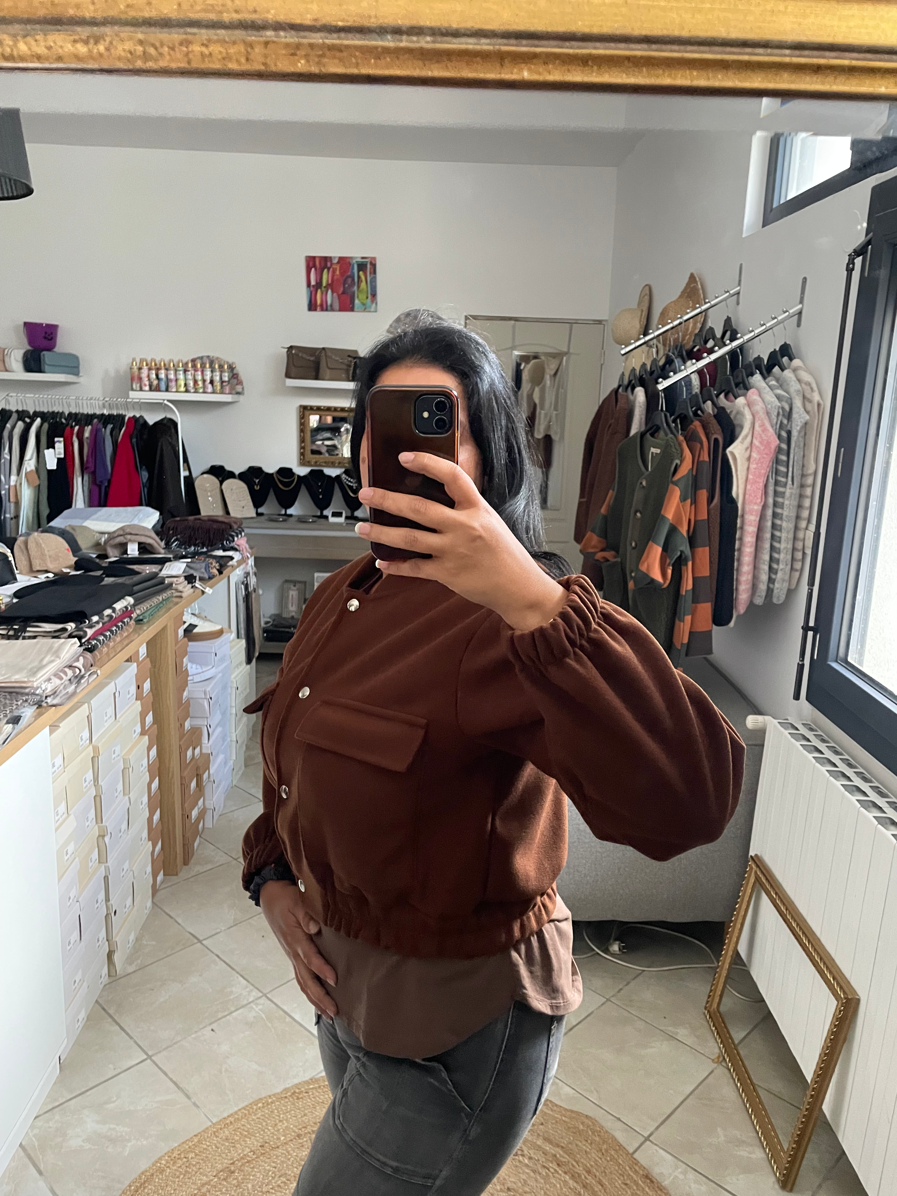 BLOUSON AVIATEUR CHOCOLAT image 2