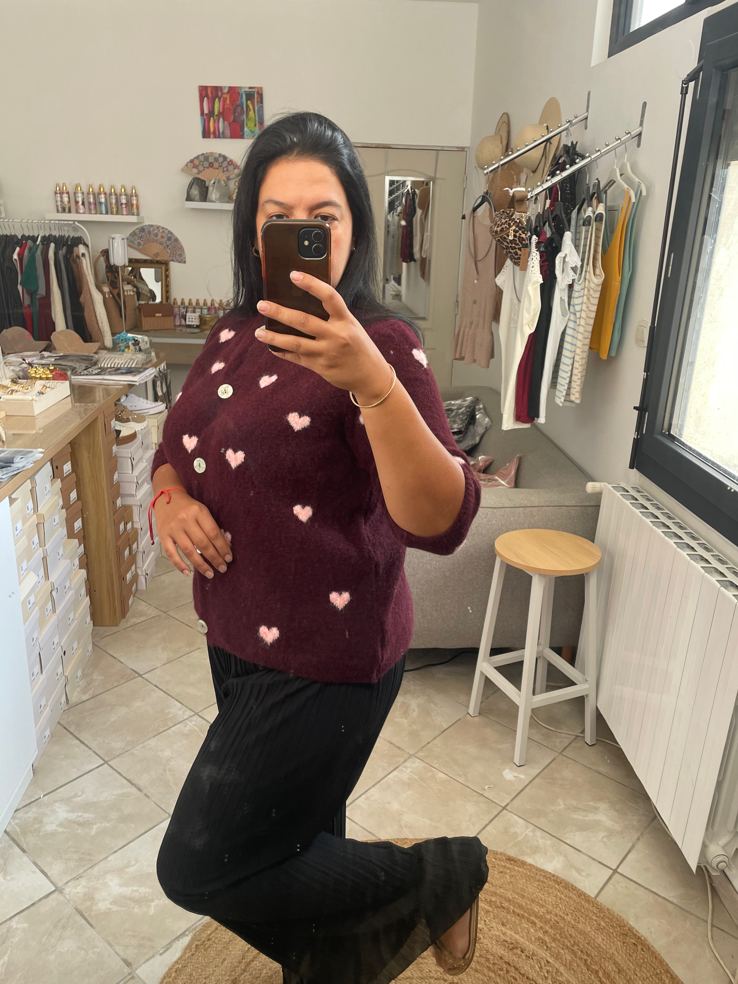 GILET COEUR BORDEAUX image 2