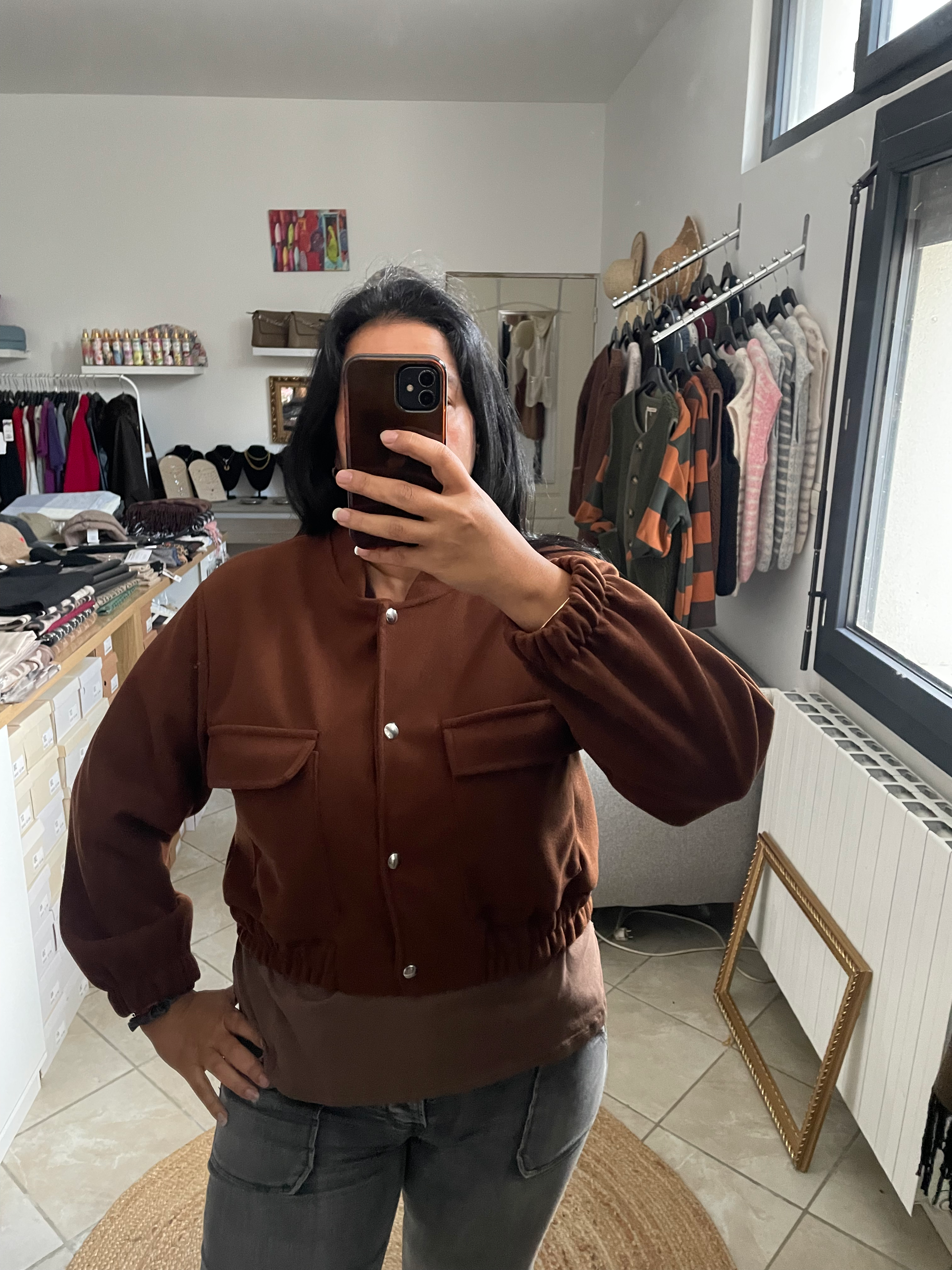 BLOUSON AVIATEUR CHOCOLAT image 3