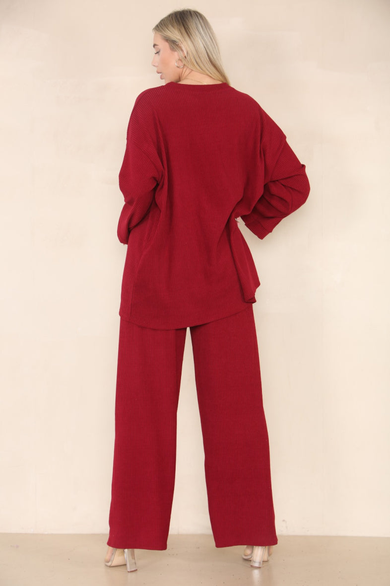 Ensembles velours Salma style baggy bordeau image 1