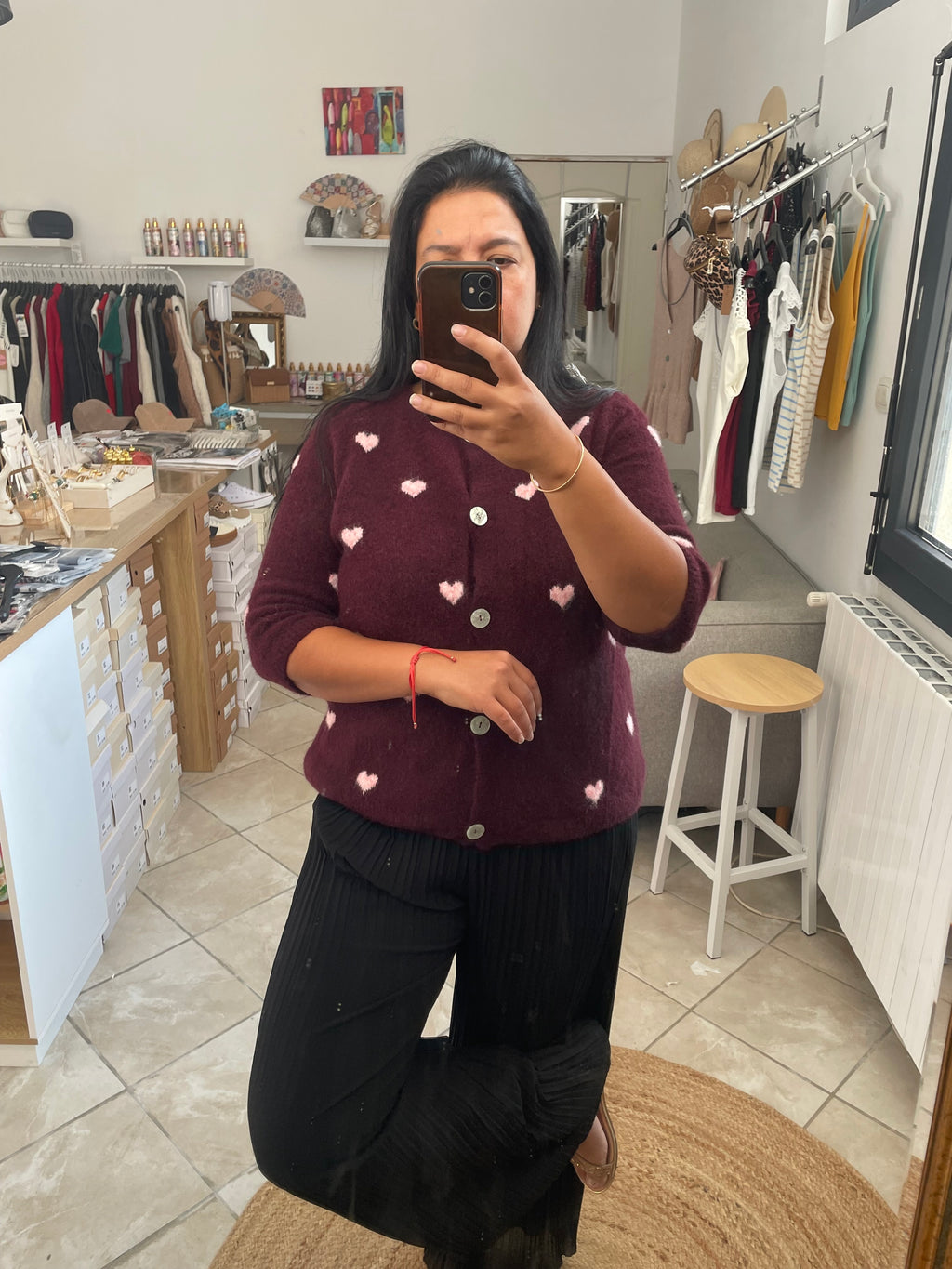 Gilet coeur bordeaux