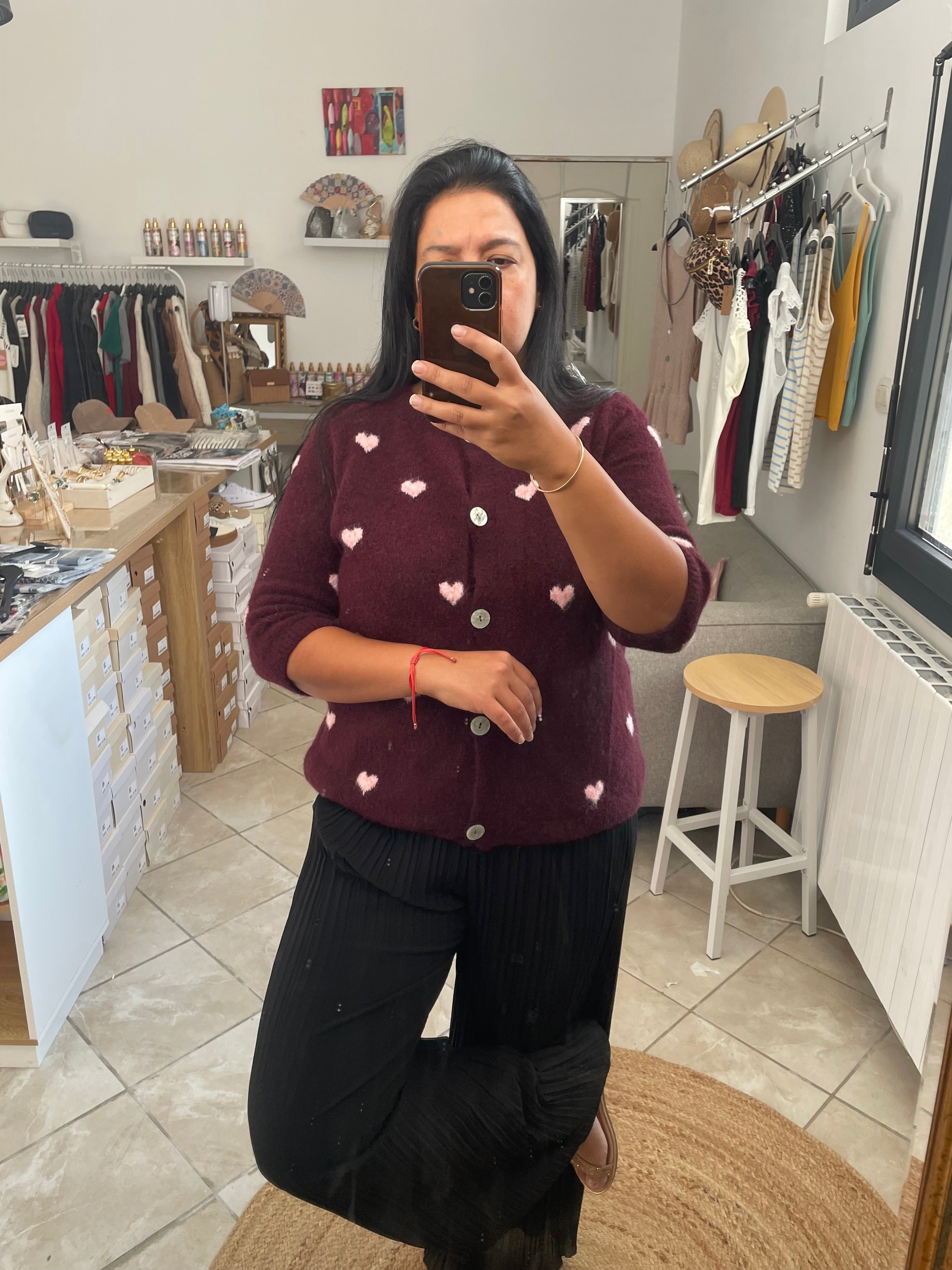 Gilet coeur bordeaux