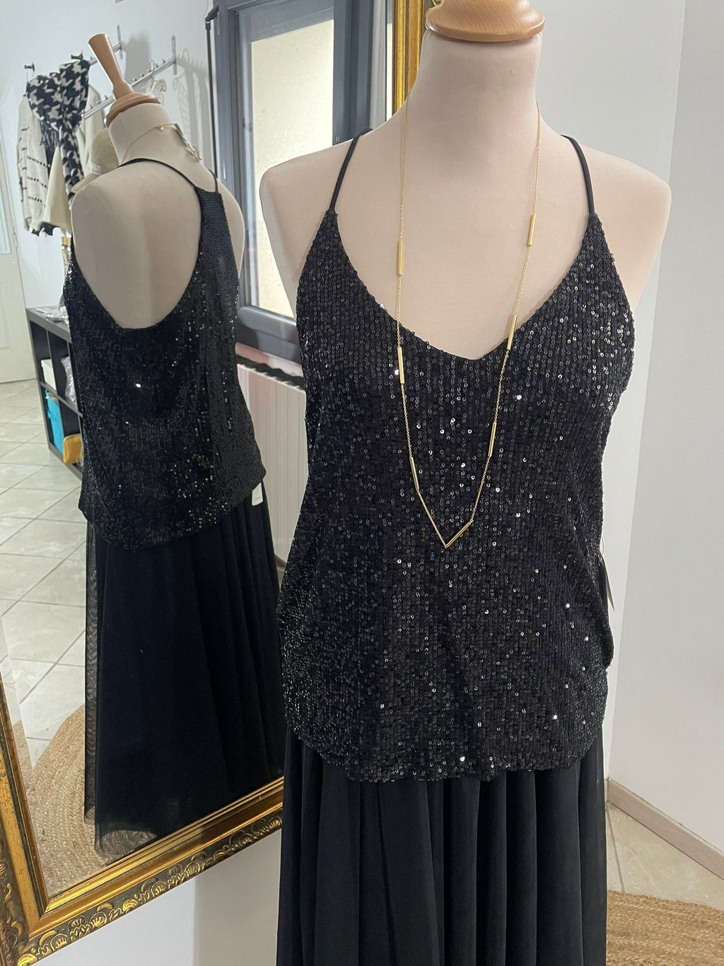 TOP STRASS BIANCA NOIR image 1