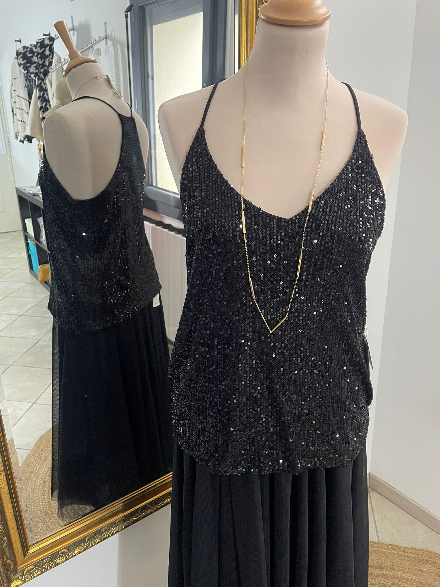 TOP STRASS BIANCA NOIR image 1