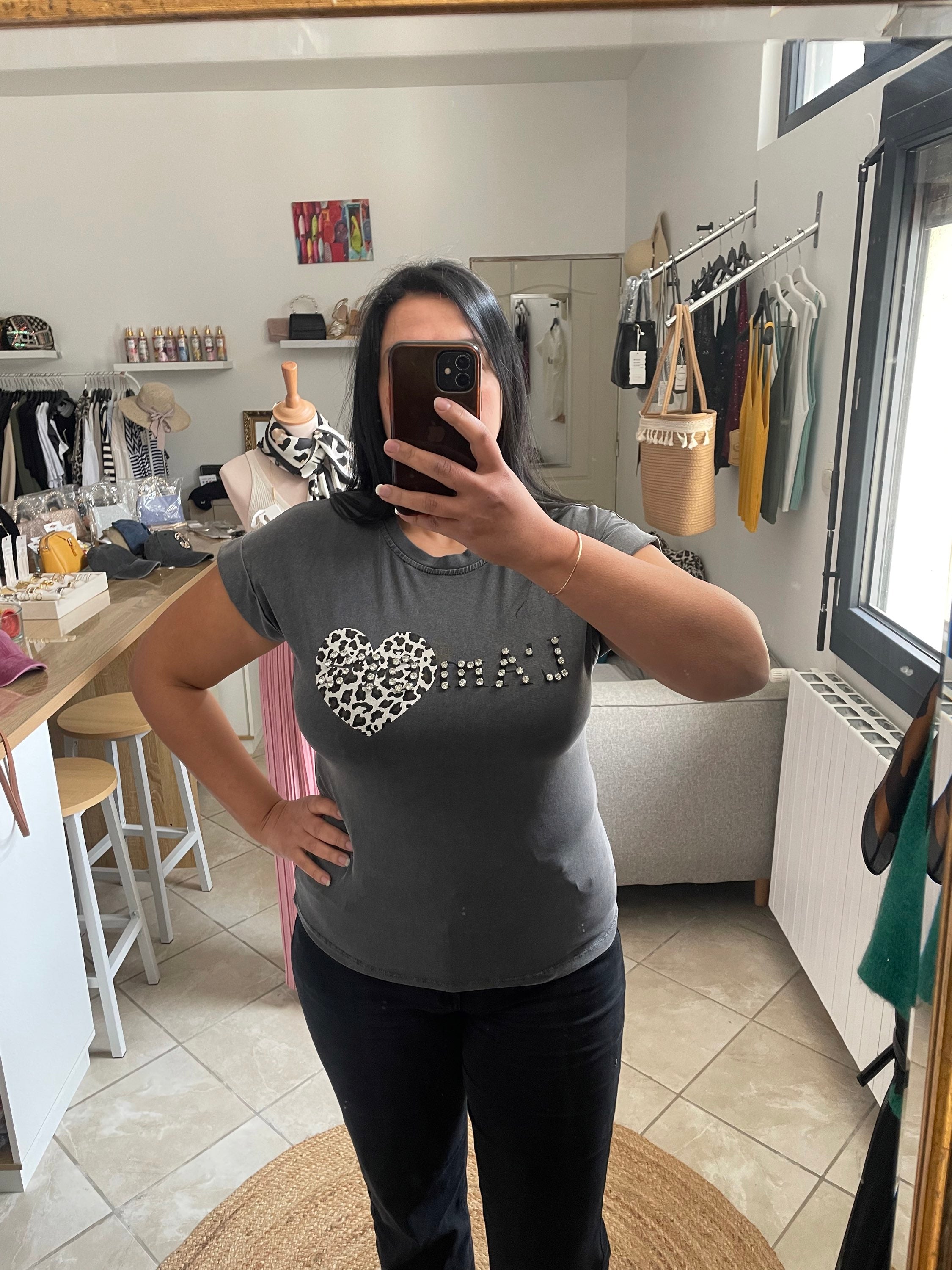 T-shirt Amour gris  image 0