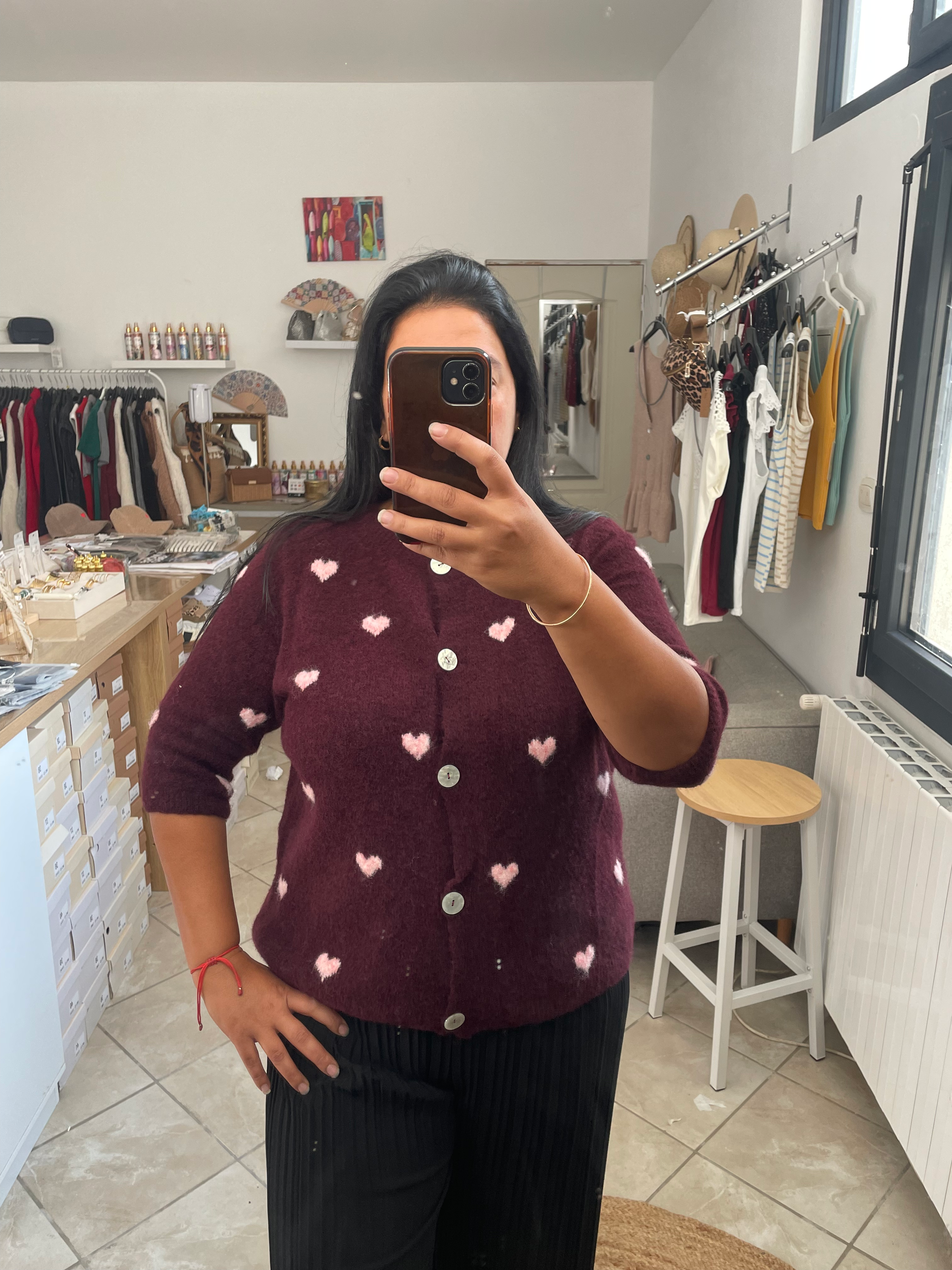 GILET COEUR BORDEAUX image 0