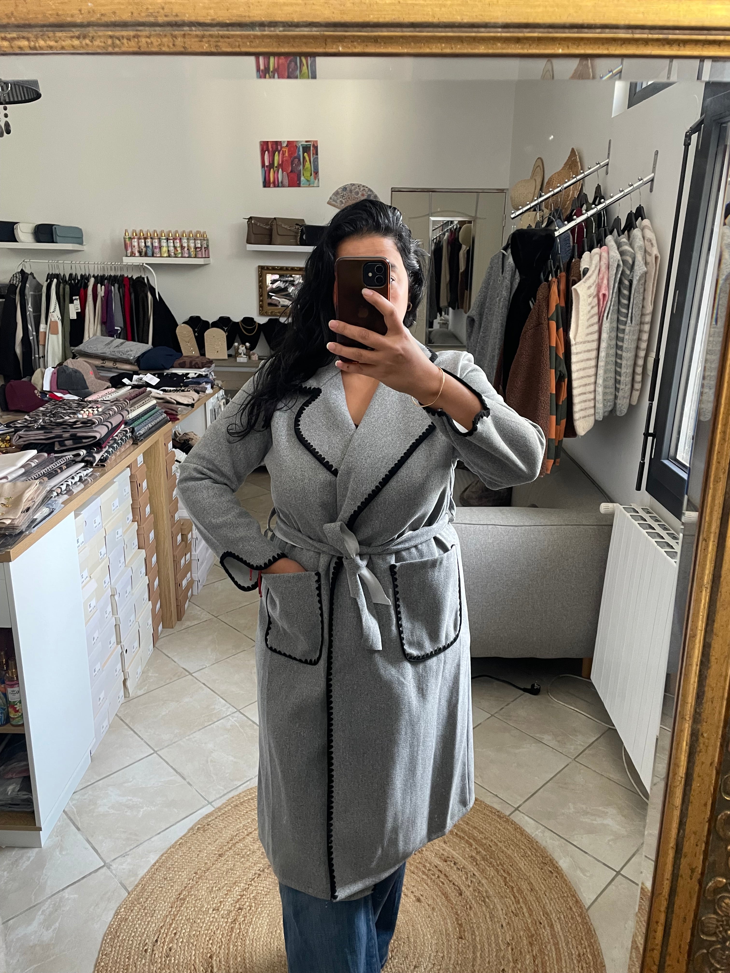 MANTEAU AVA LONG GRIS