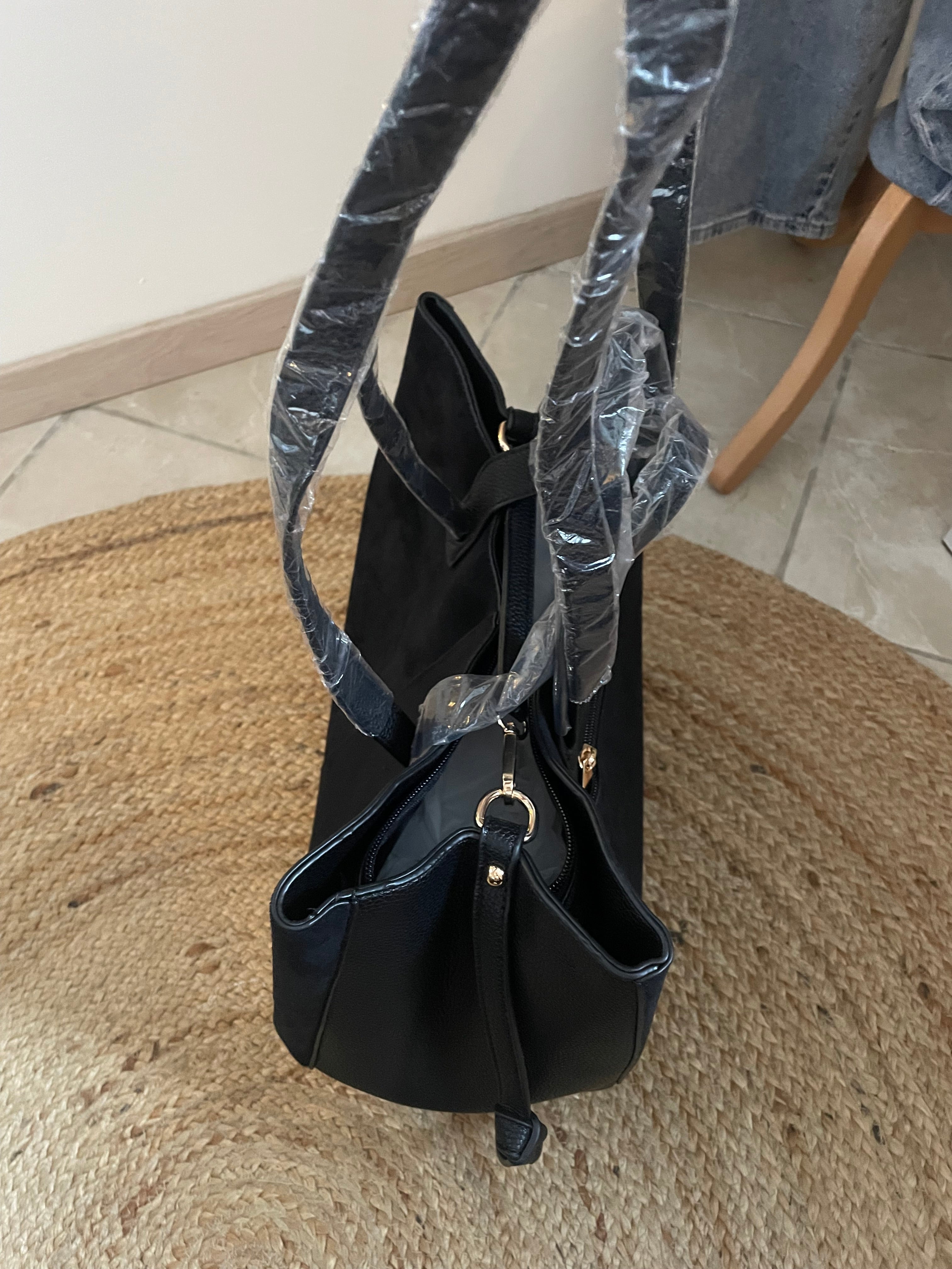 SAC NINON NOIR – Grand Sac Femme Cuir Grainé avec Bandoulière
