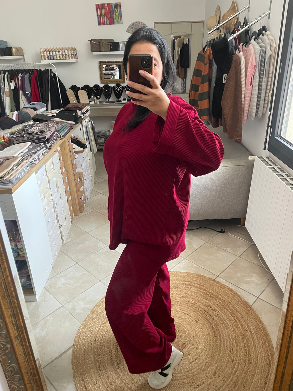 Ensembles velours Salma style baggy bordeau