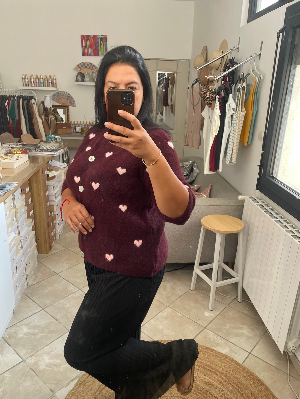 GILET COEUR BORDEAUX image 2