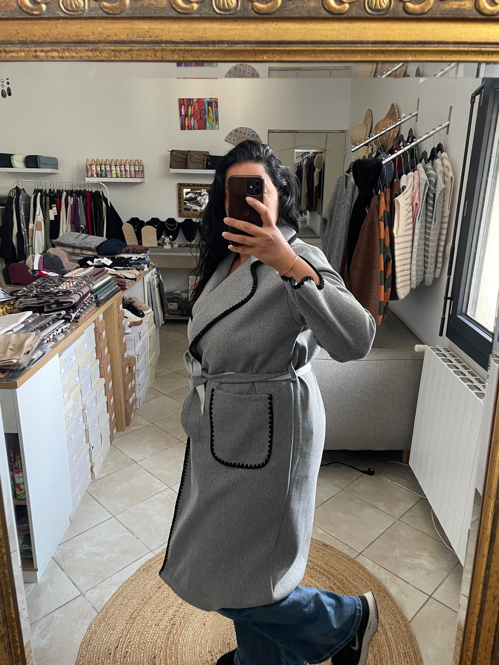 MANTEAU AVA LONG GRIS