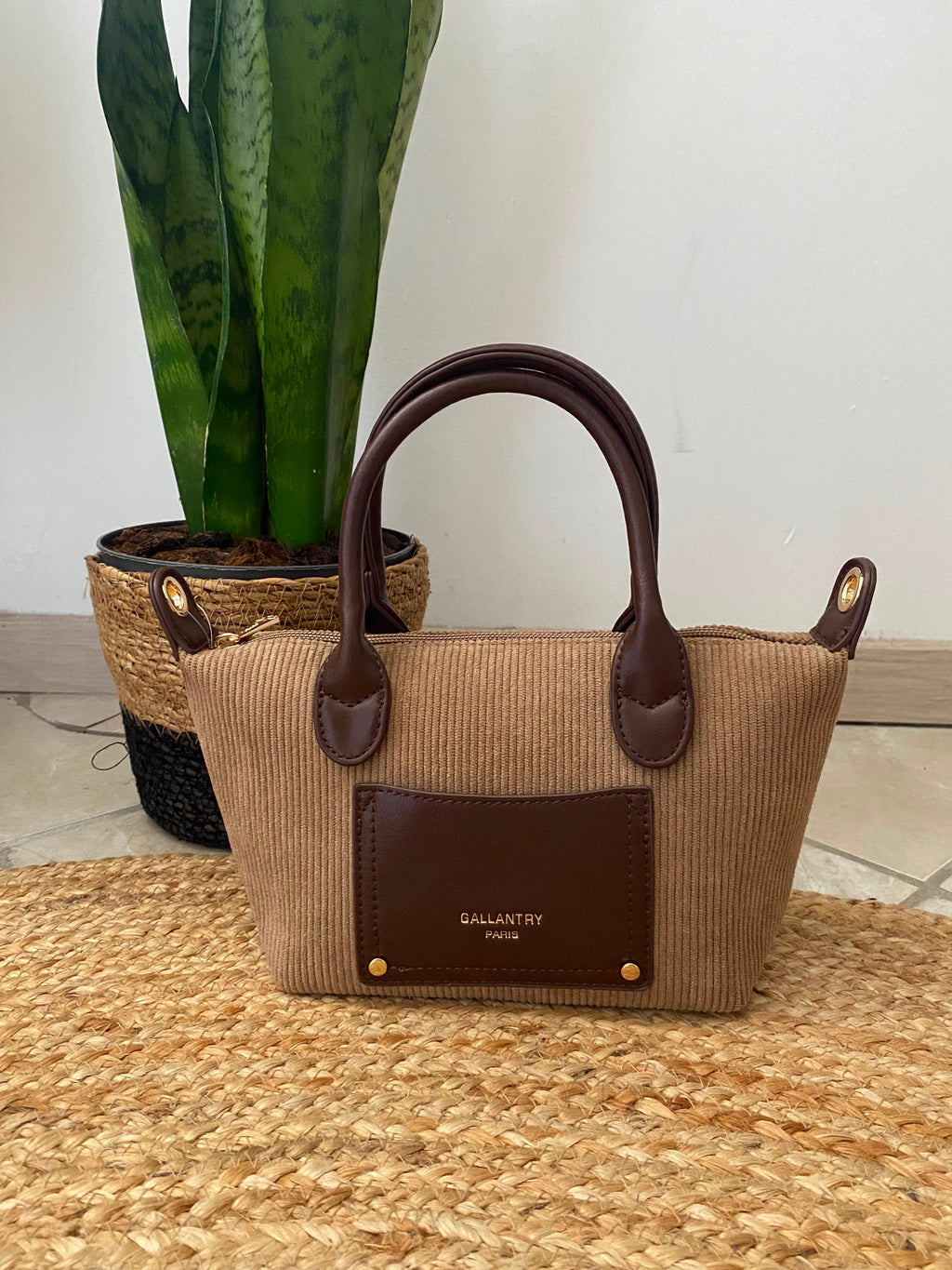 Sac beige velours inspi L 