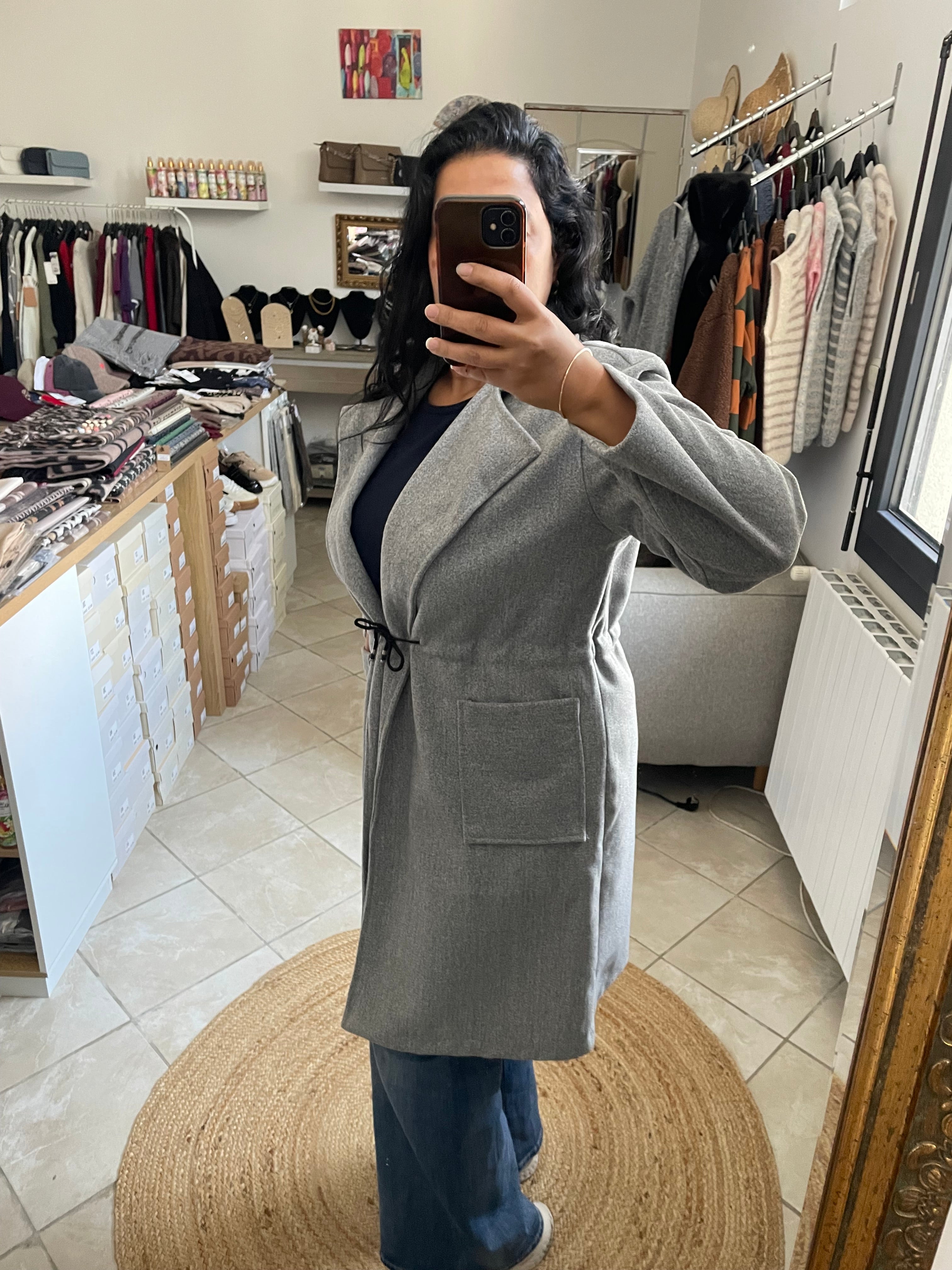 MANTEAU INES GRIS