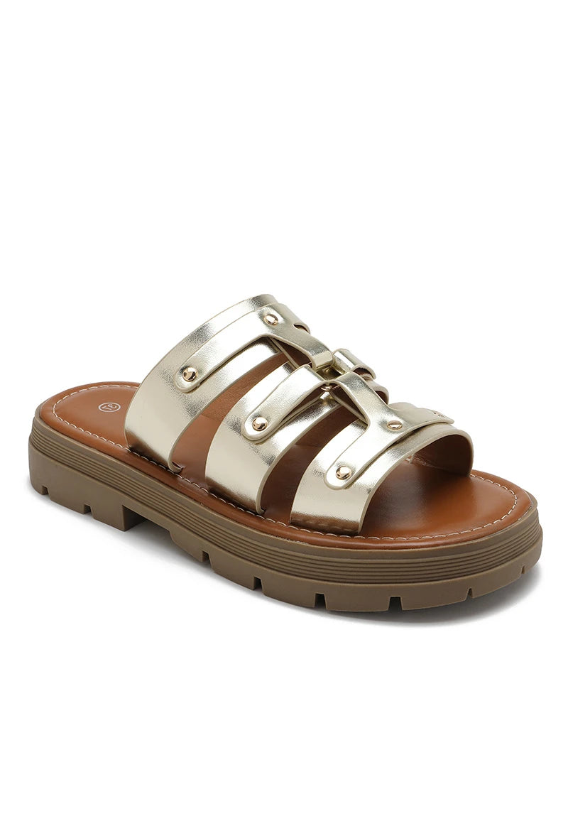 Sandales gladiateurs dorées  image 1