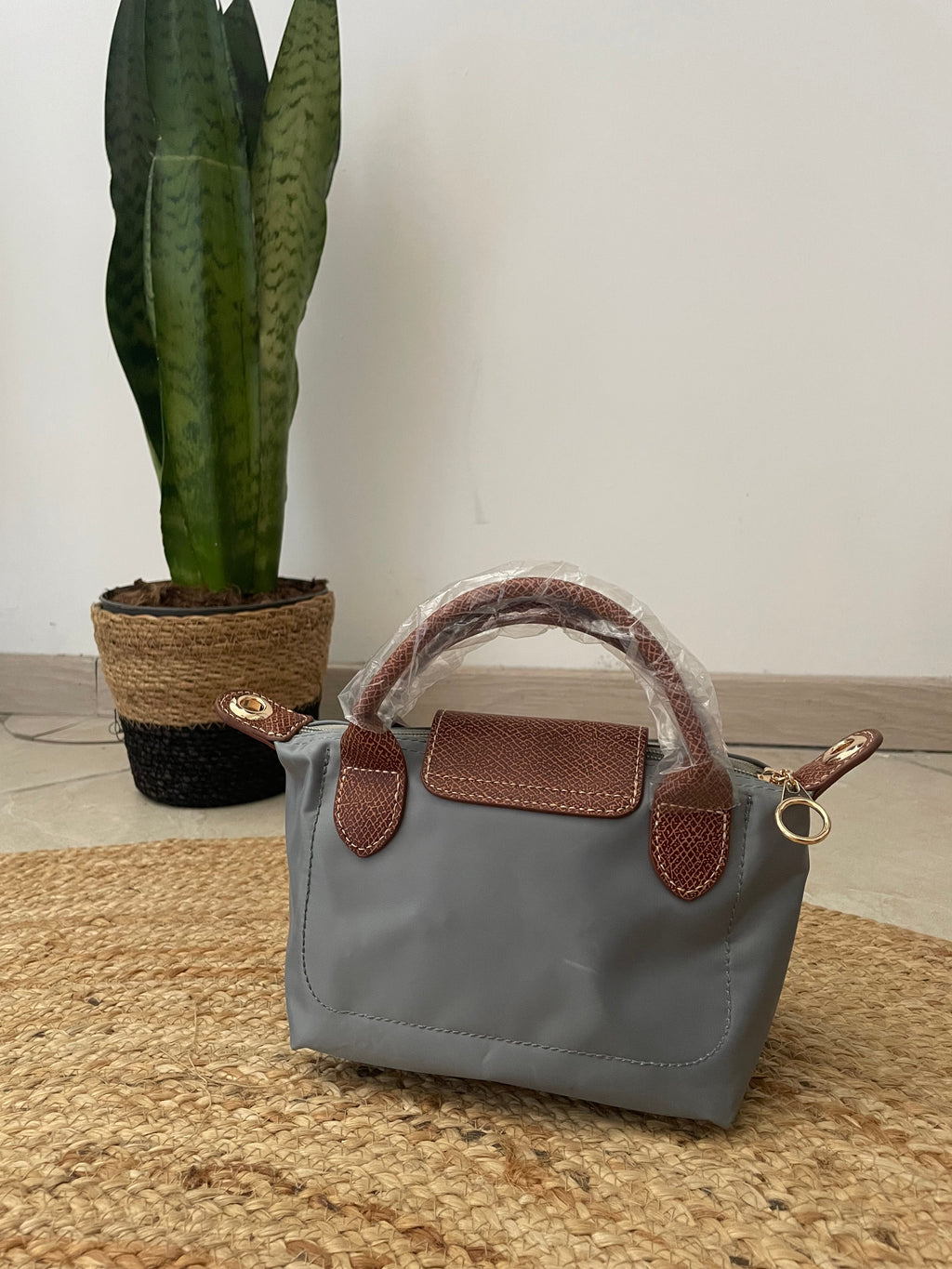Mini Sac Inspiré Longchamp – Gris