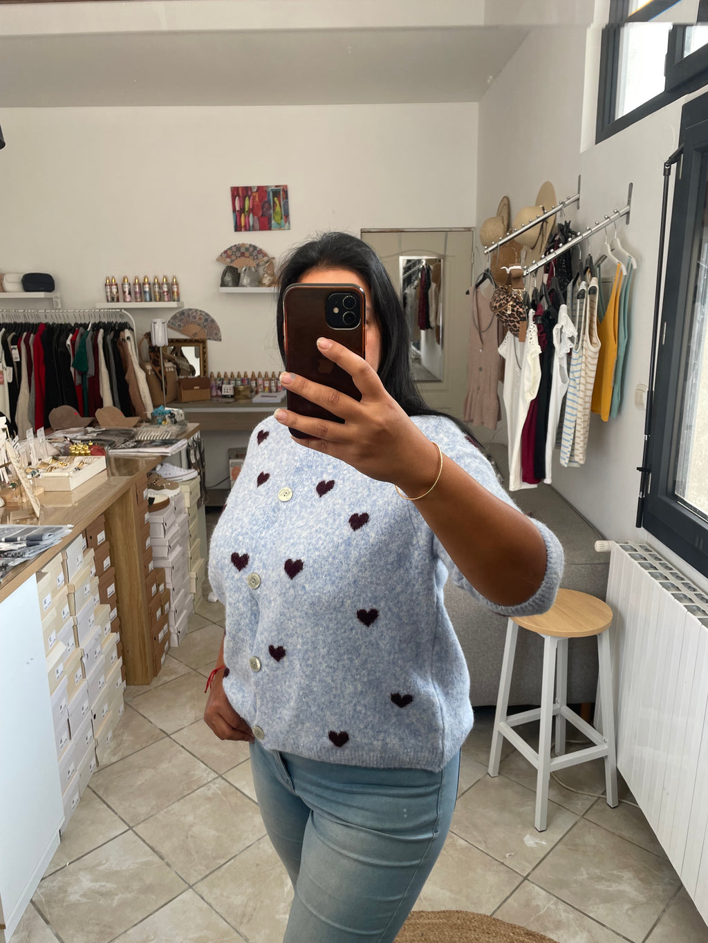 Gilet coeur bleu ciel