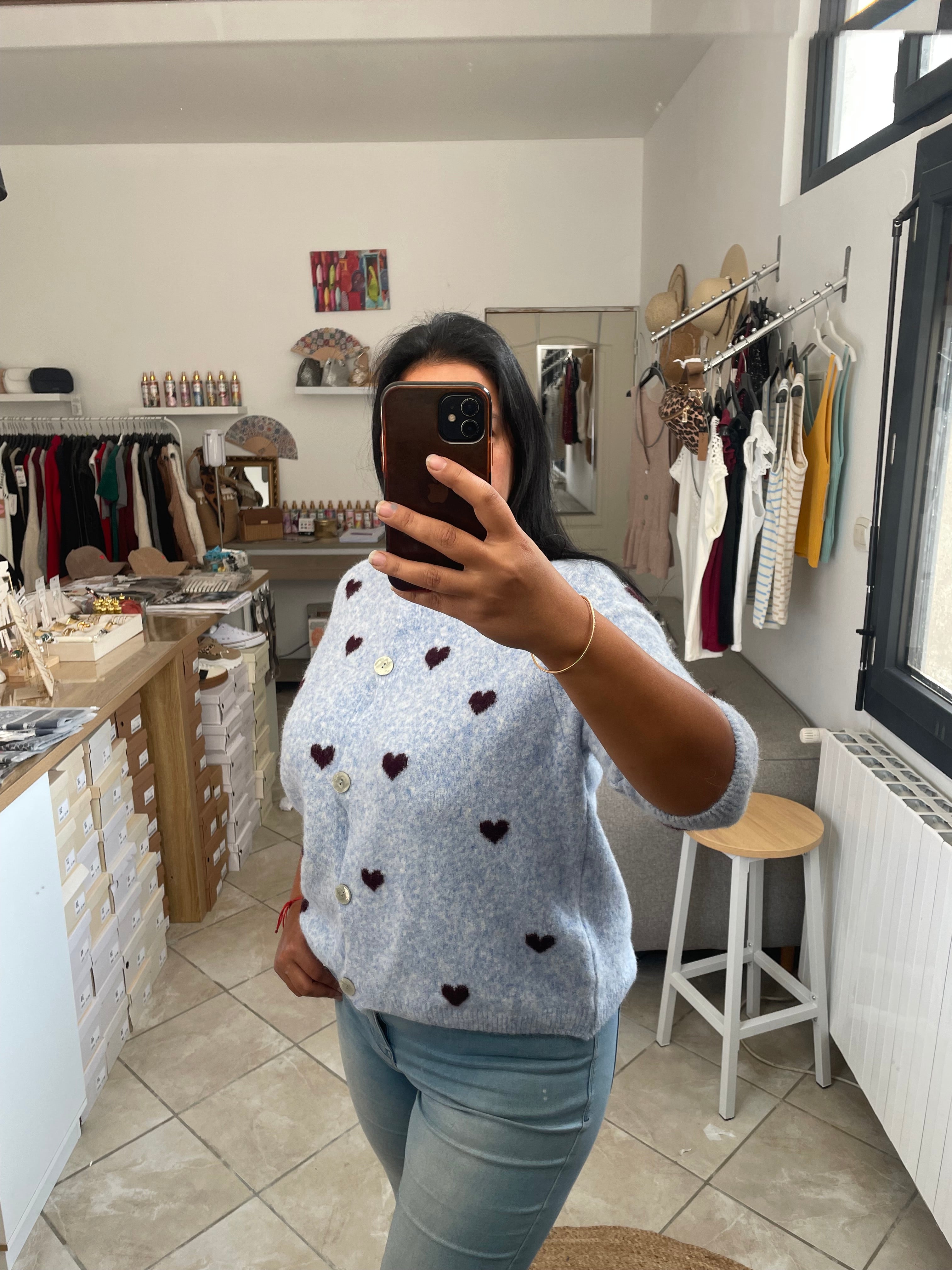 Gilet coeur bleu ciel