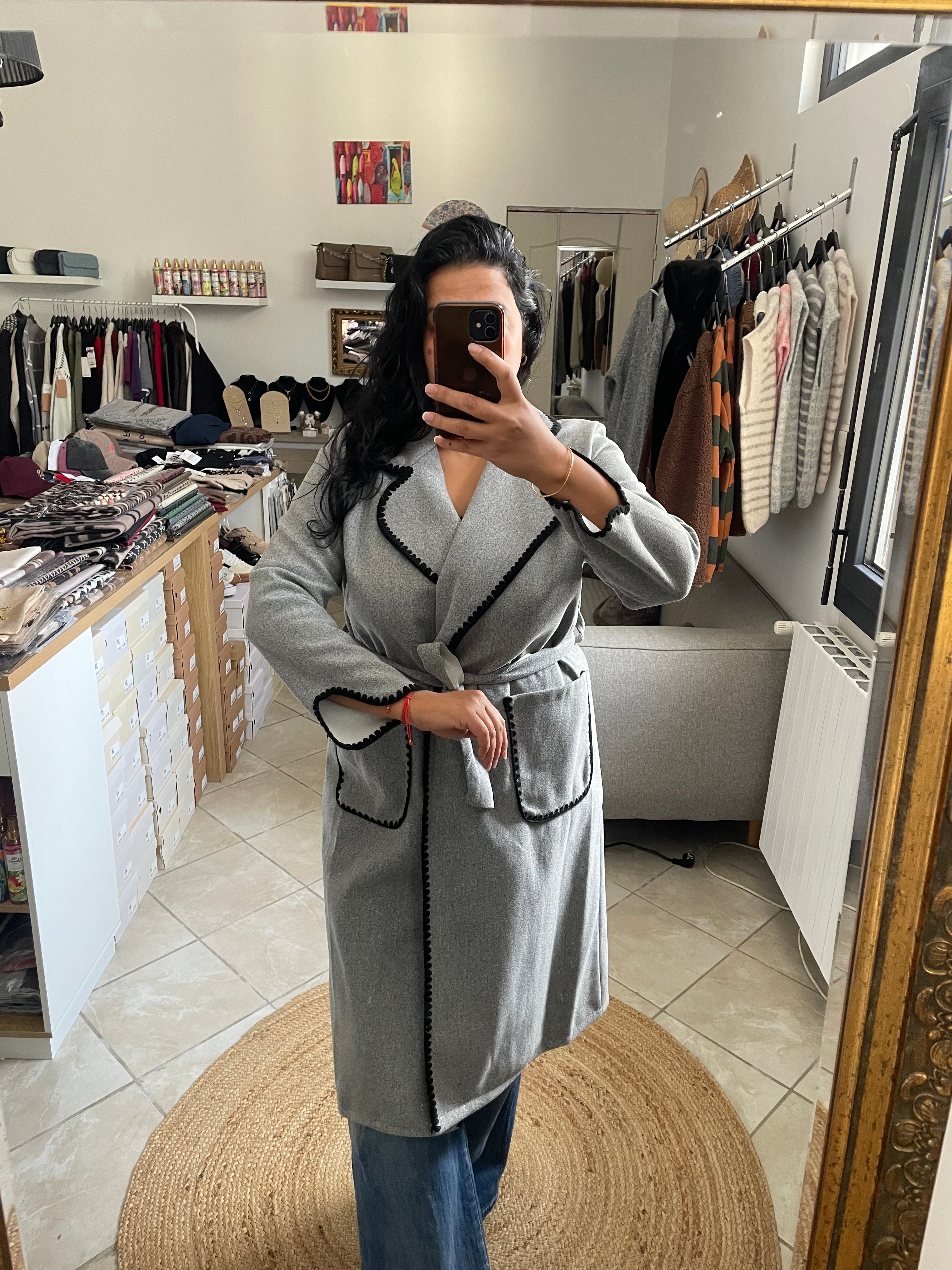 MANTEAU AVA LONG GRIS