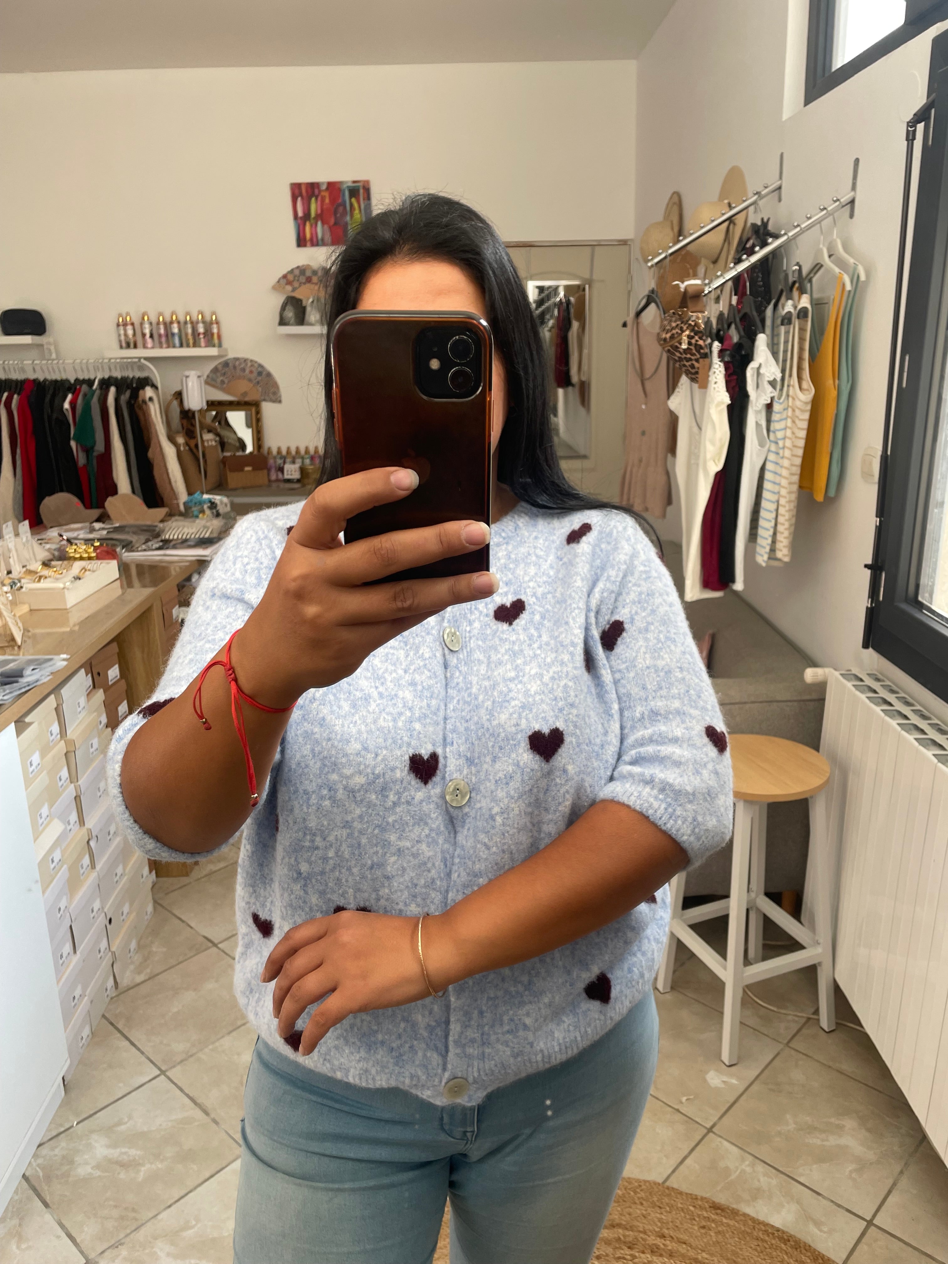 Gilet coeur bleu ciel