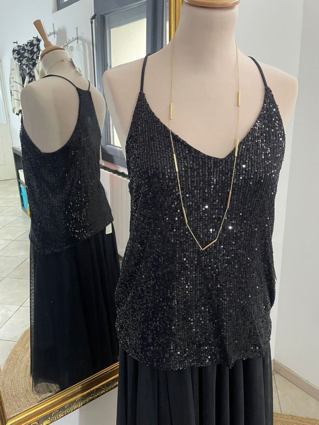 TOP STRASS BIANCA NOIR image 0