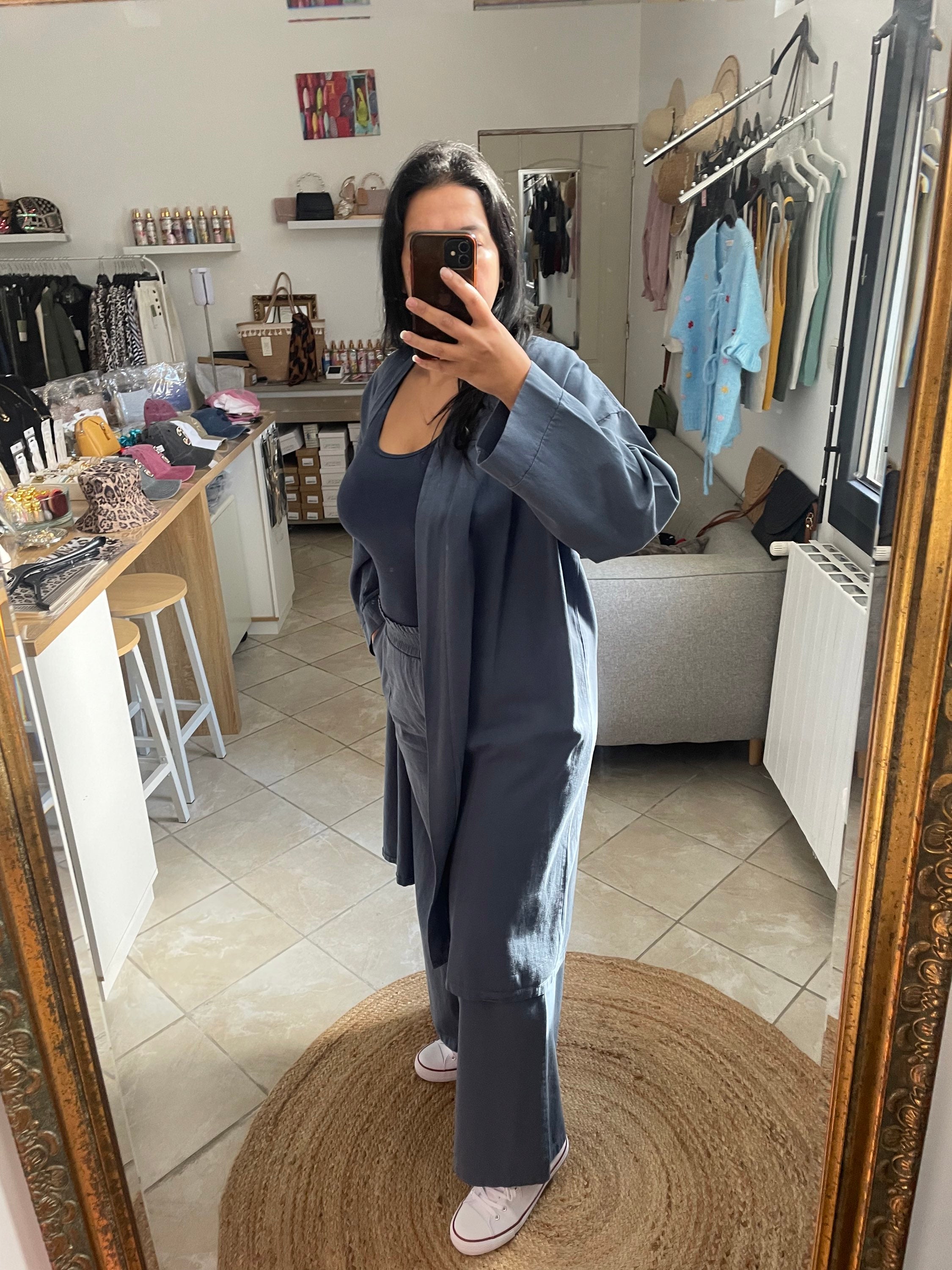 KIMONO ET PANTALON SOFIA BLEU image 2