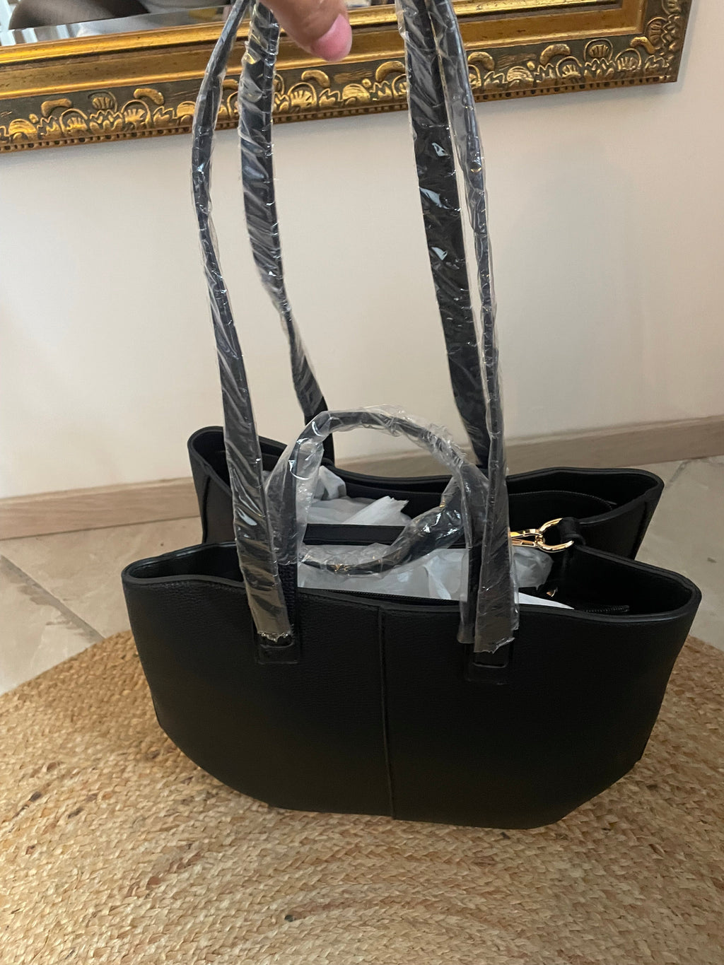 SAC NINON NOIR – Grand Sac Femme Cuir Grainé avec Bandoulière