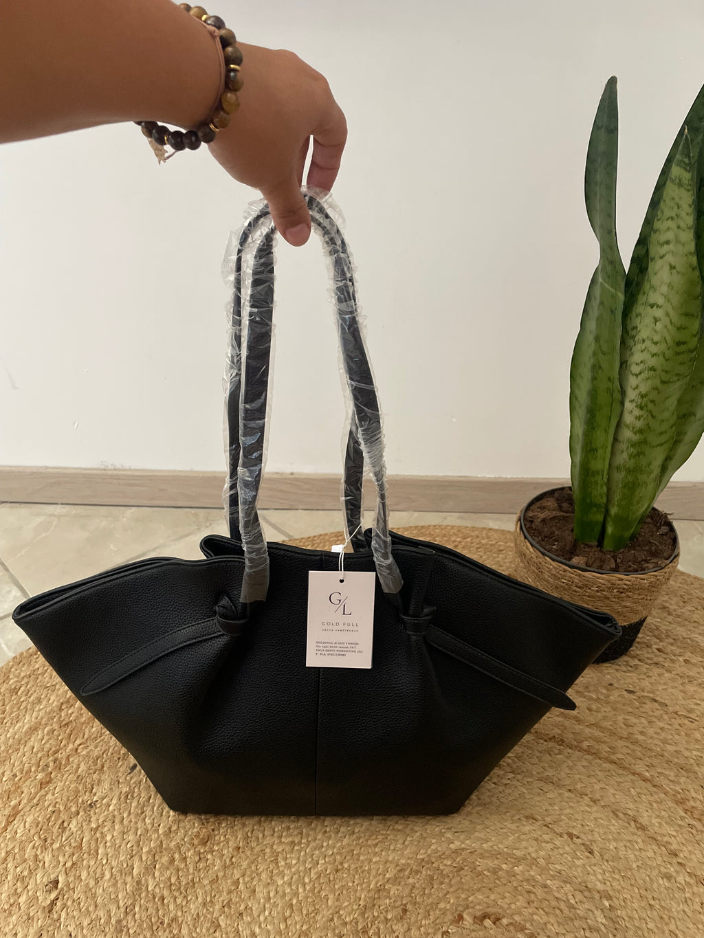Grand sac noir style Polène