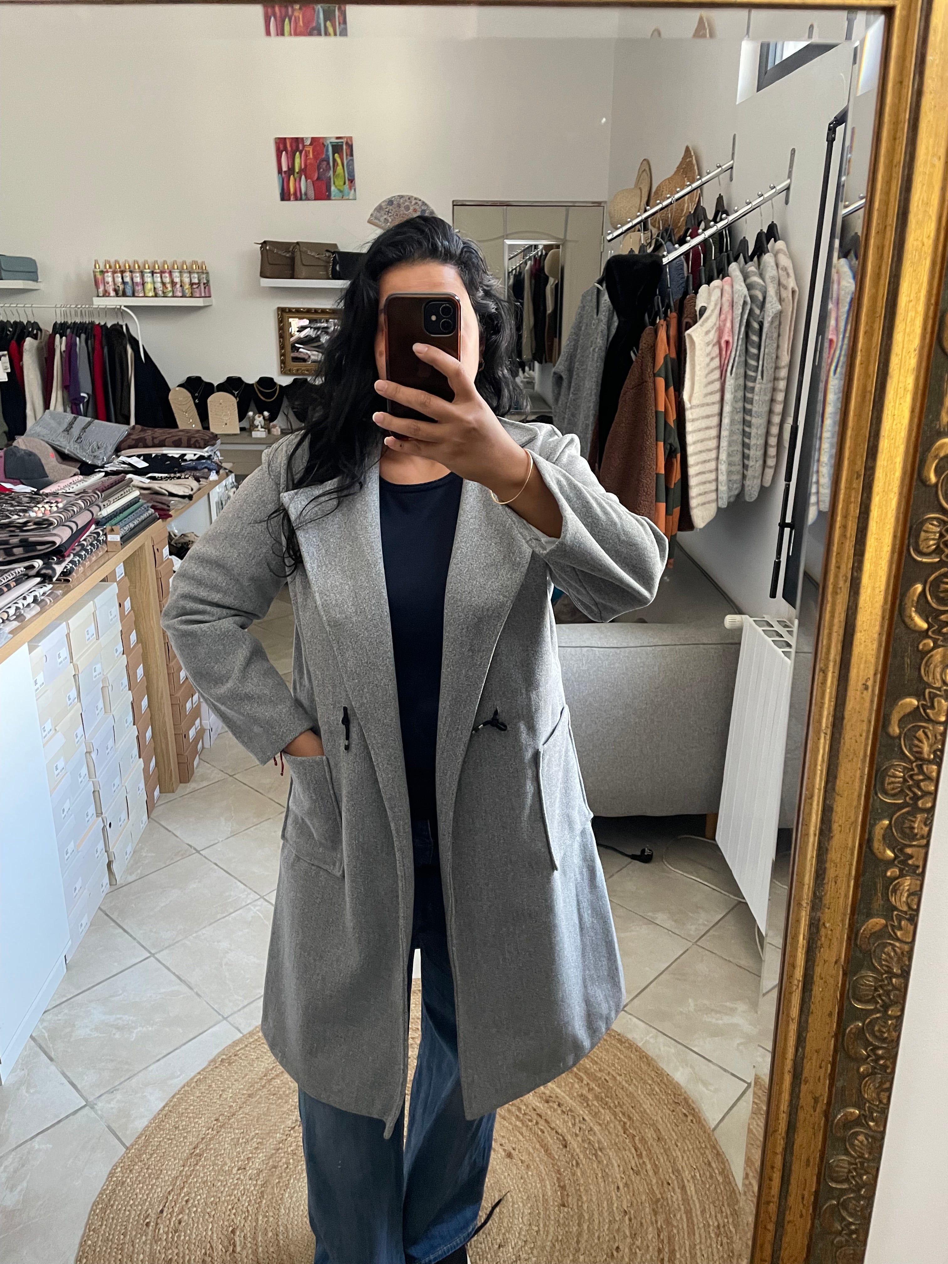 MANTEAU INES GRIS