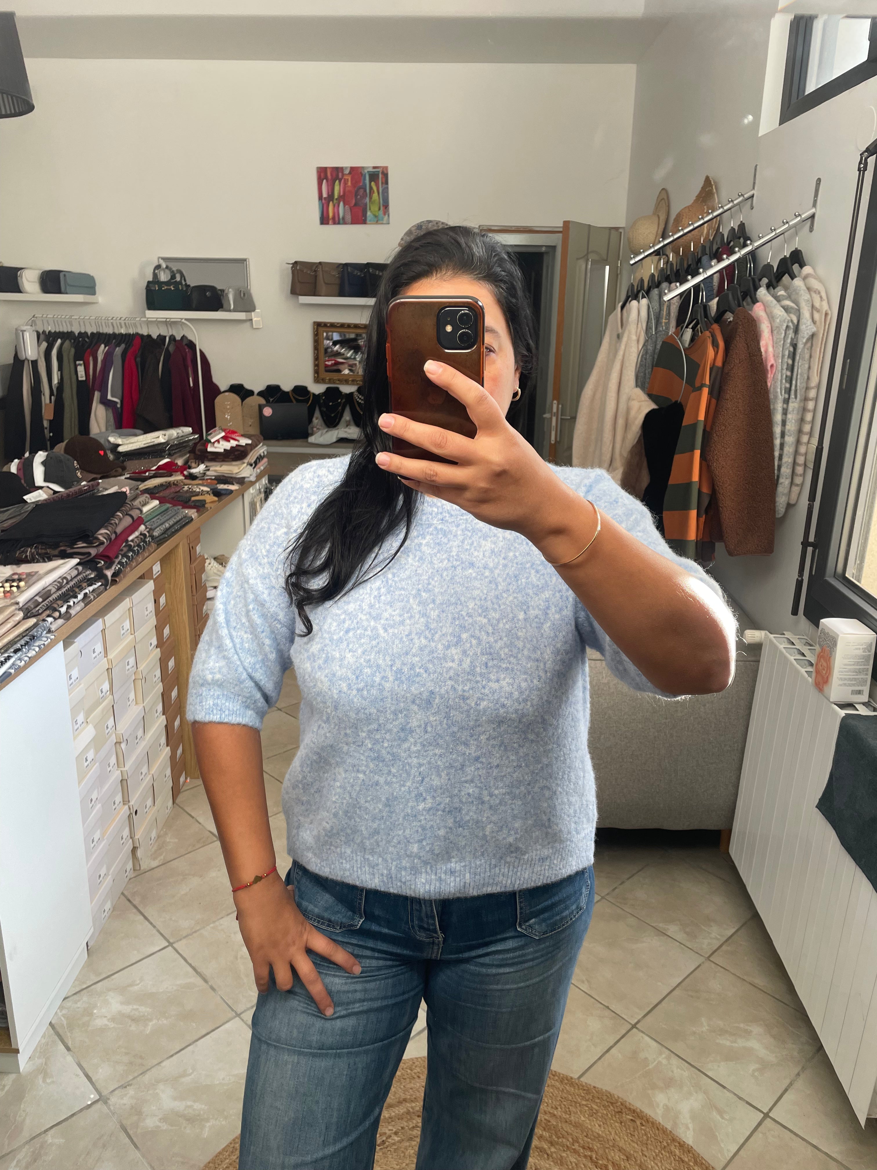 PULL AMBER BLEU CIEL