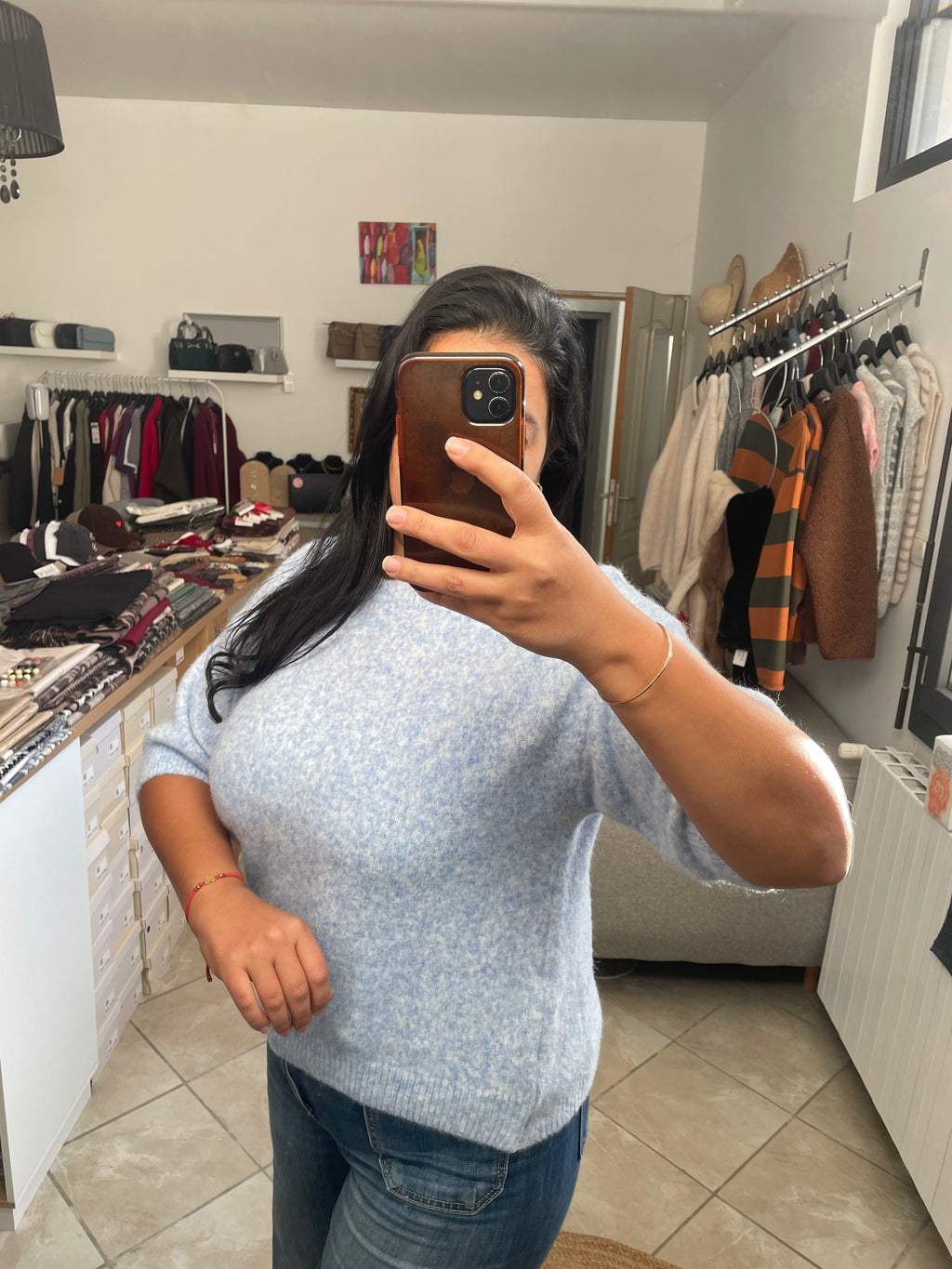 PULL AMBER BLEU CIEL