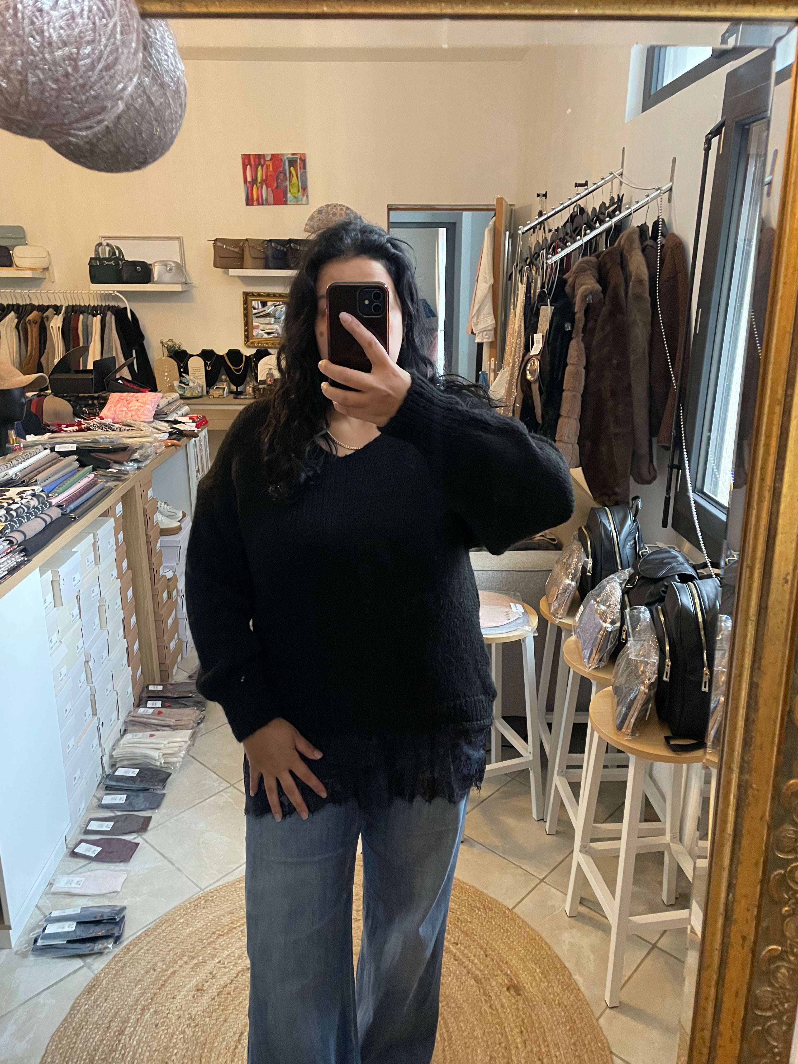 Pulls avec dentelle noir