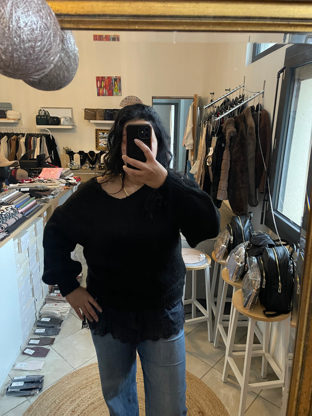 Pulls avec dentelle noir