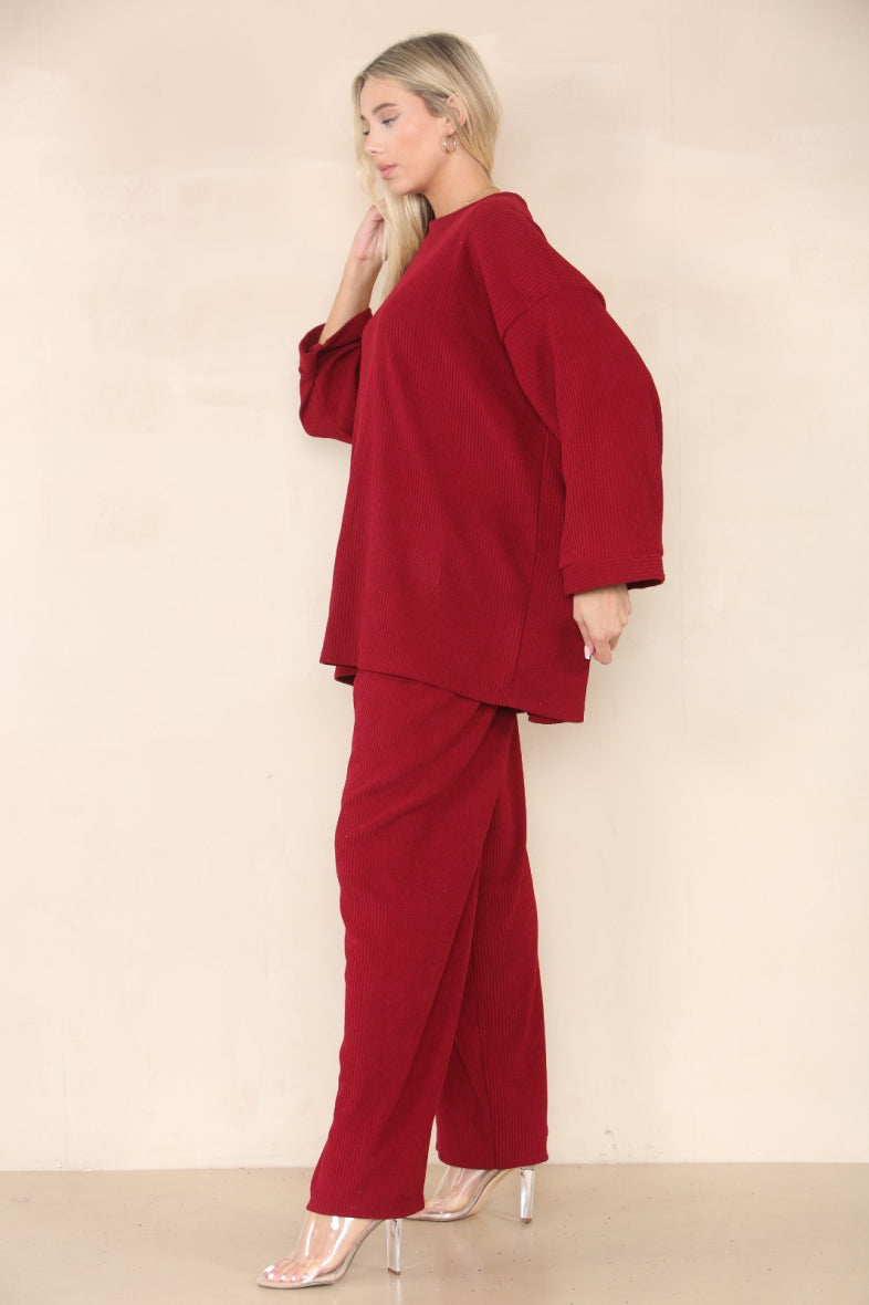 Ensembles velours Salma style baggy bordeau image 2