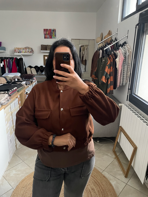 BLOUSON AVIATEUR CHOCOLAT image 1